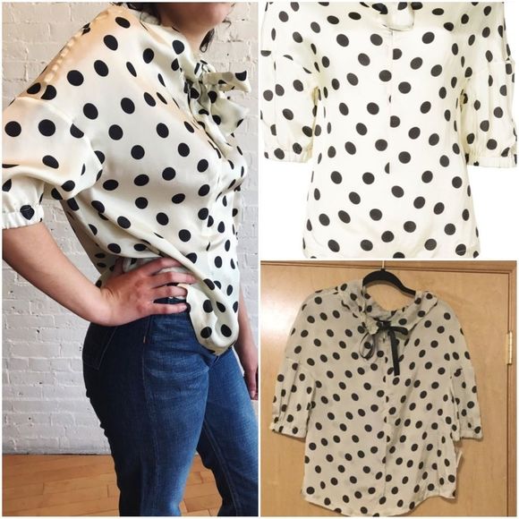 HACHE Tops - HACHE Polka Dot Bow Tie Blouse